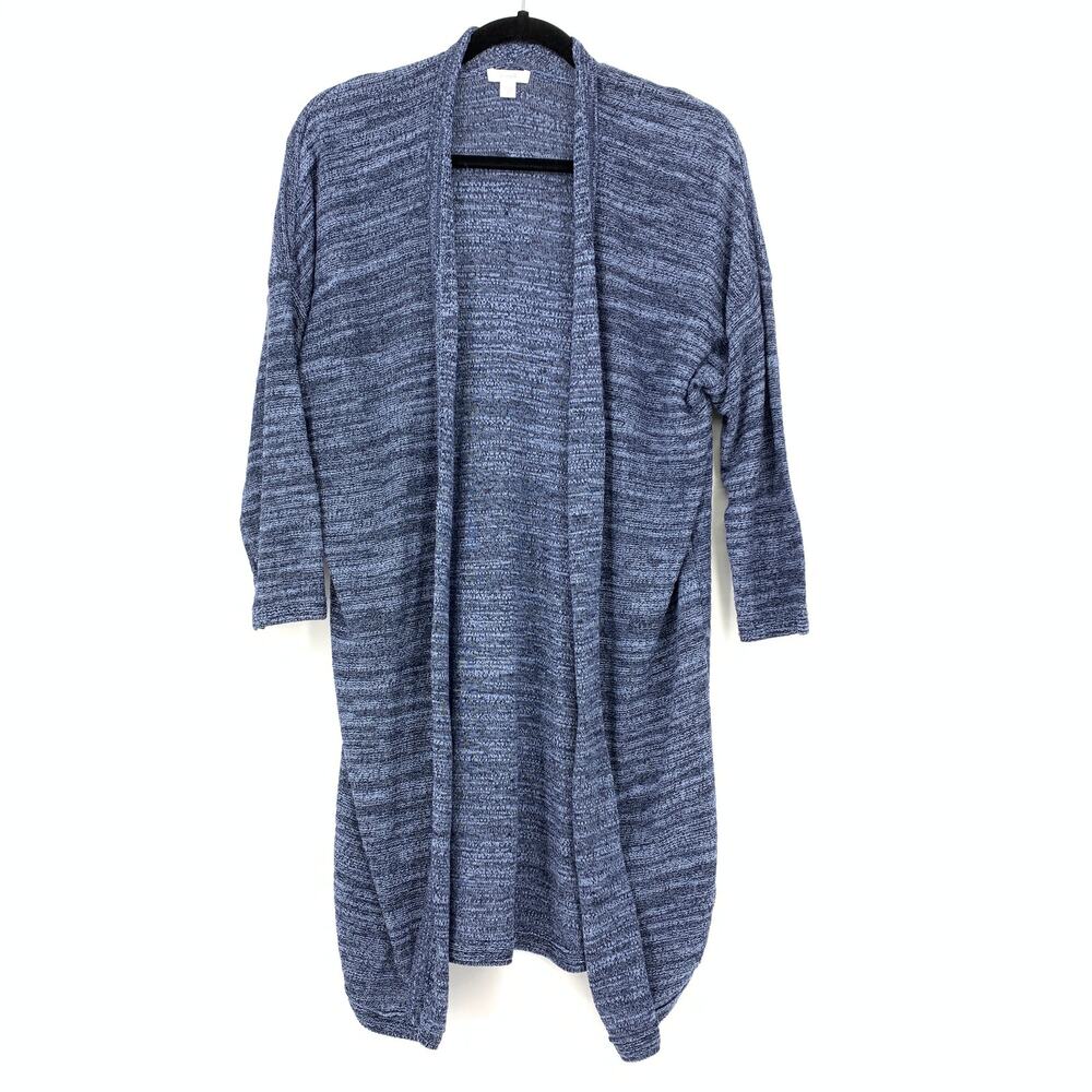Pure J. Jill Women's Size Small Marled Blue Cardigan Sweater Open Front Duster